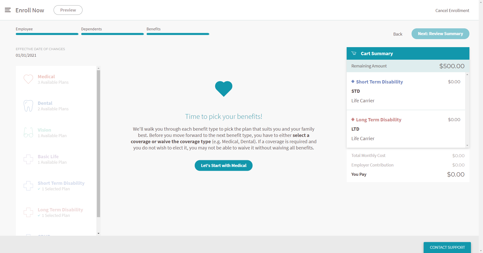 screenshot of Vimly Benefit Solutions